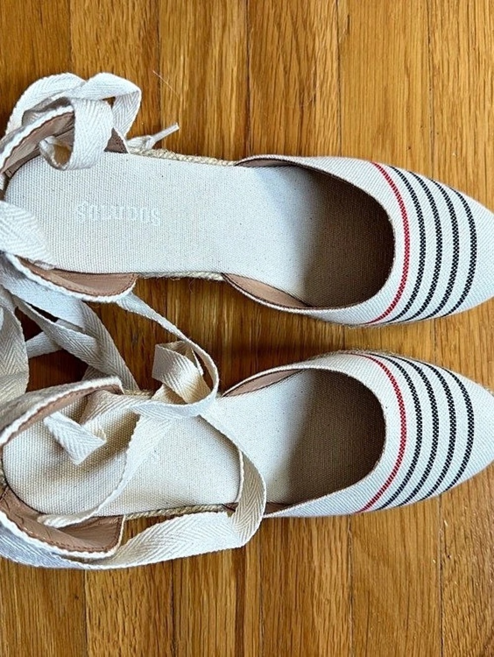 Soludos Dali Striped Espadrille Wedges in White US 8.5